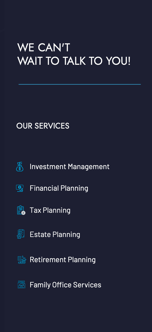 PCM Encore services: Investment Management, Financial Planning, Tax Planning, Estate Planning, Retirement Planning, Family Office Services